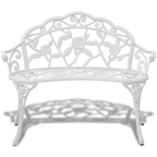 Panchina da Giardino 100 cm in Alluminio Pressofuso Bianco | homemem39