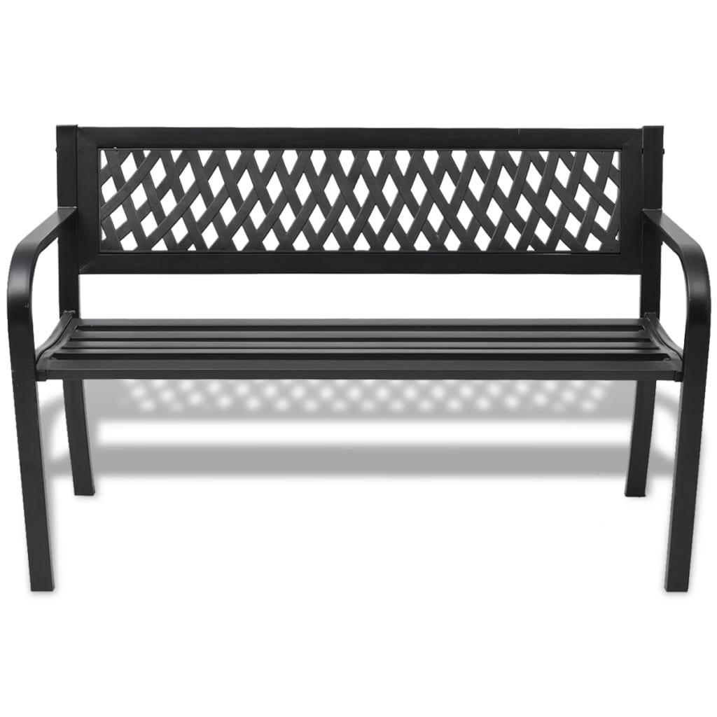 Panchina da Giardino 118 cm in Acciaio Nera | homemem39
