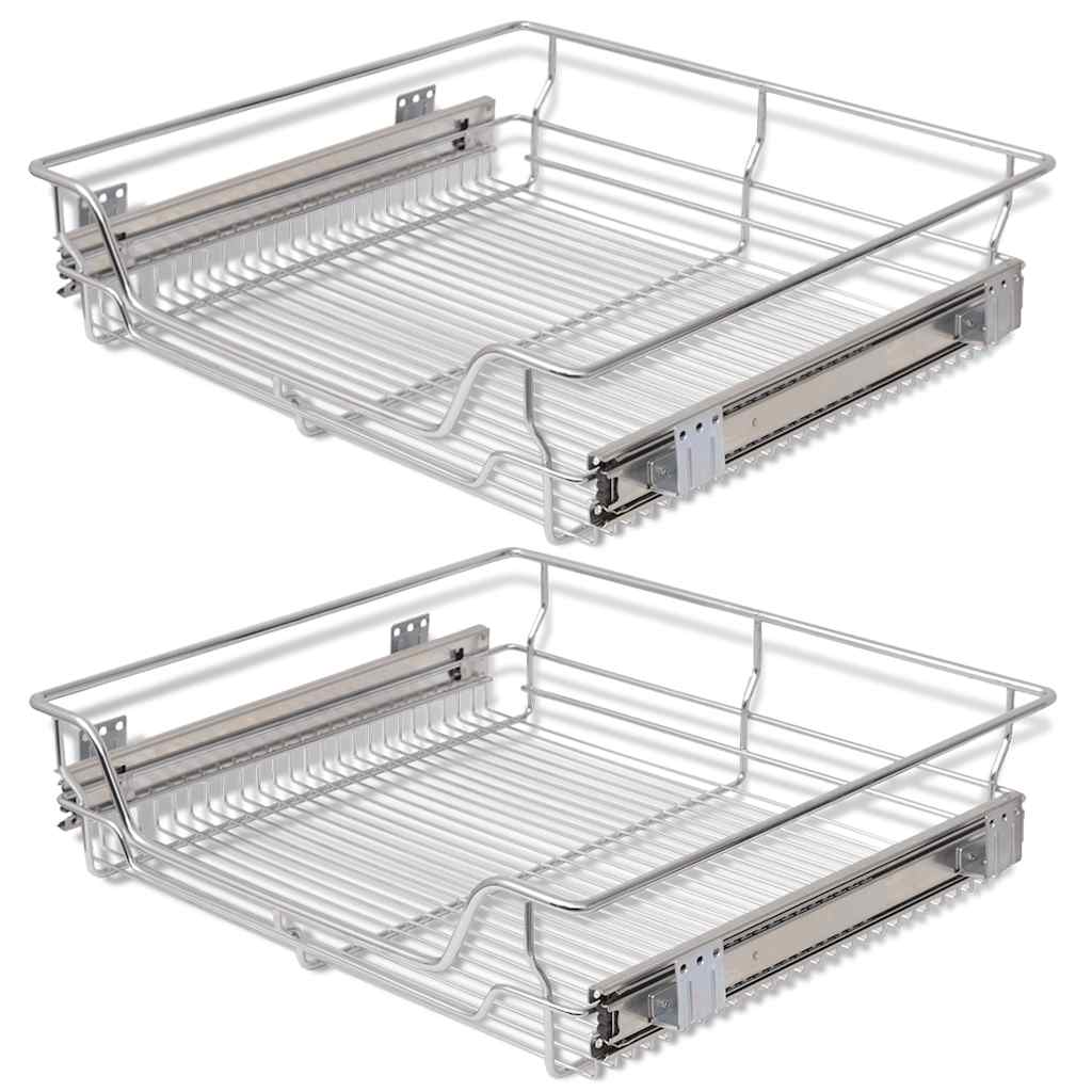 Cestelli a Rete Scorrevoli 2 pz Argento 600 mm