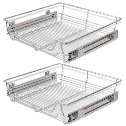 Cestelli a Rete Scorrevoli 2 pz Argento 600 mm