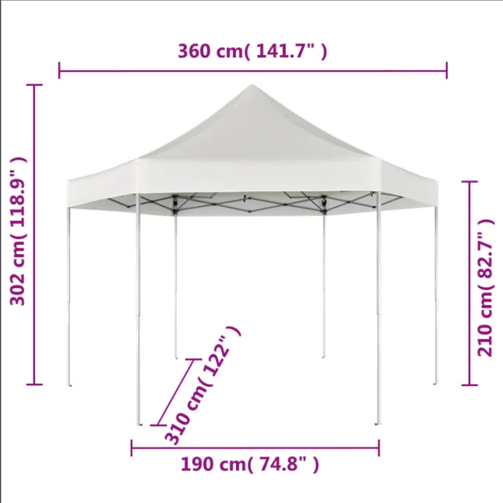 Gazebo Pieghevole Esagonale Pop-Up Grigio 3,6x3,1 m - homemem39