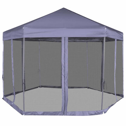 Gazebo Esagonale Pop-Up con 6 Pareti Blu Scuro 3,6x3,1 m | homemem39