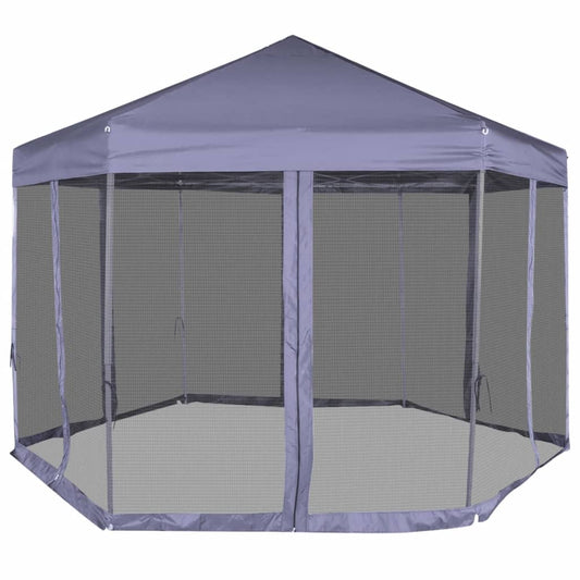 Gazebo Esagonale Pop-Up con 6 Pareti Blu Scuro 3,6x3,1 m | homemem39