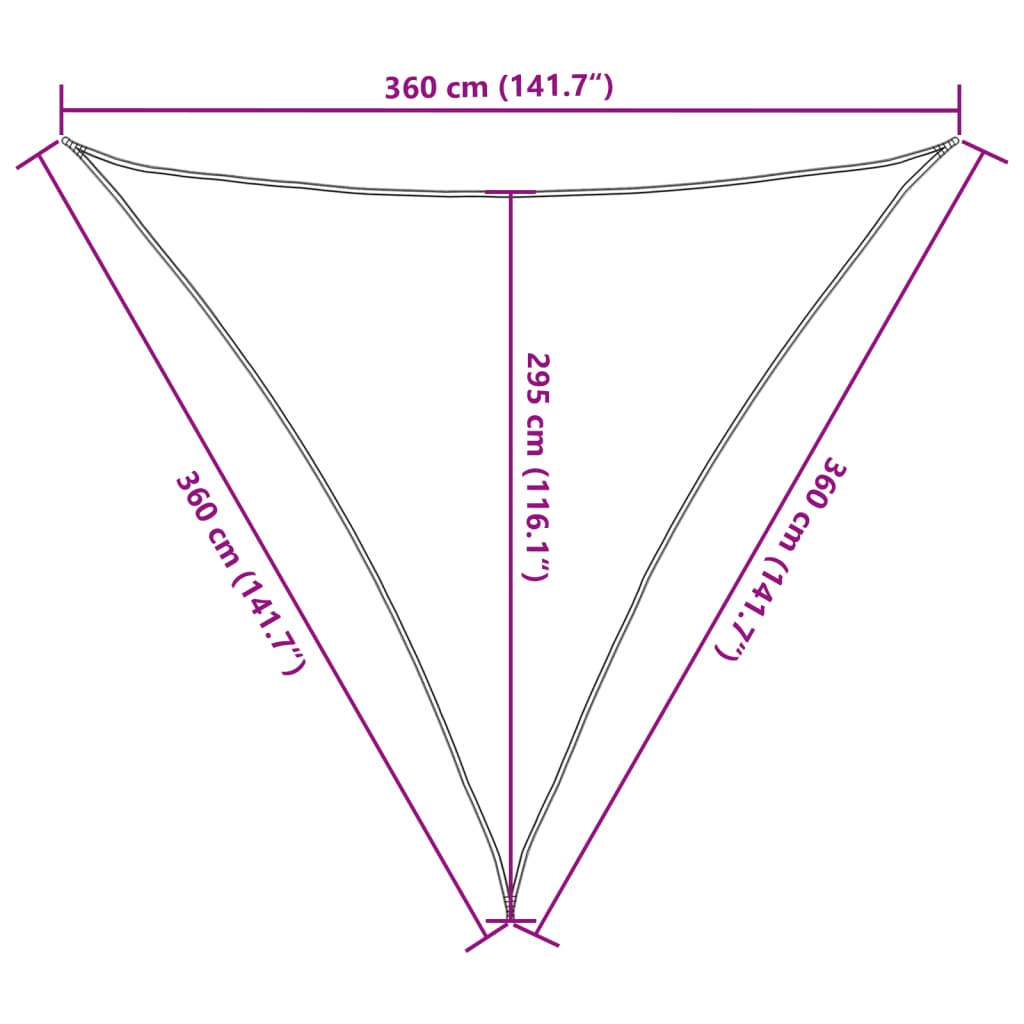 Dreieckiges HDPE-Sonnenschutzsegel 3,6 x 3,6 x 3,6 m Anthrazit