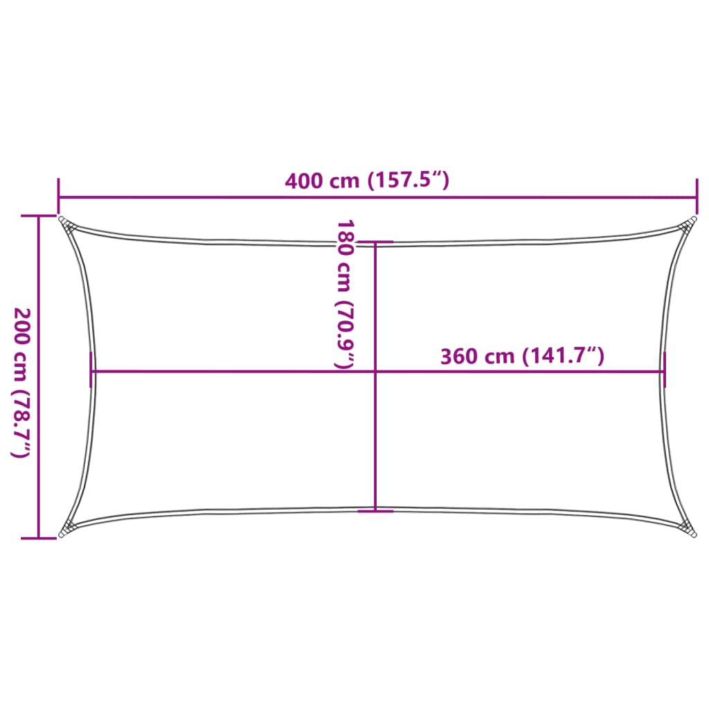 Parasole a vela HDPE Rettangolare 2x4 Crema