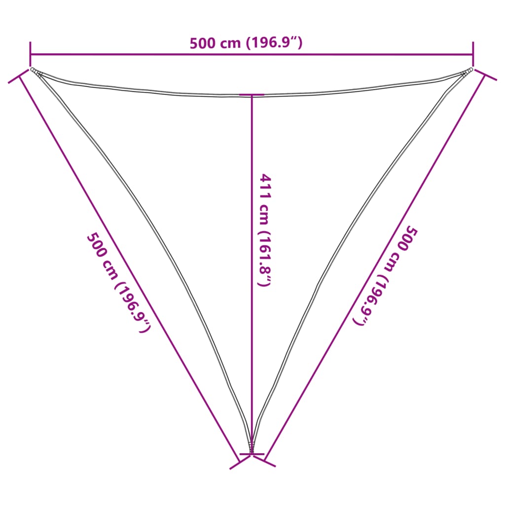 Triangular HDPE Sunshade Sail 5x5x5 m Cream