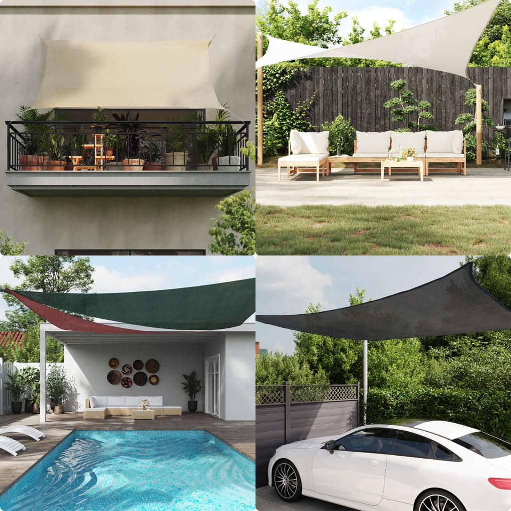 Triangular HDPE Sunshade Sail 5x5x5 m Cream