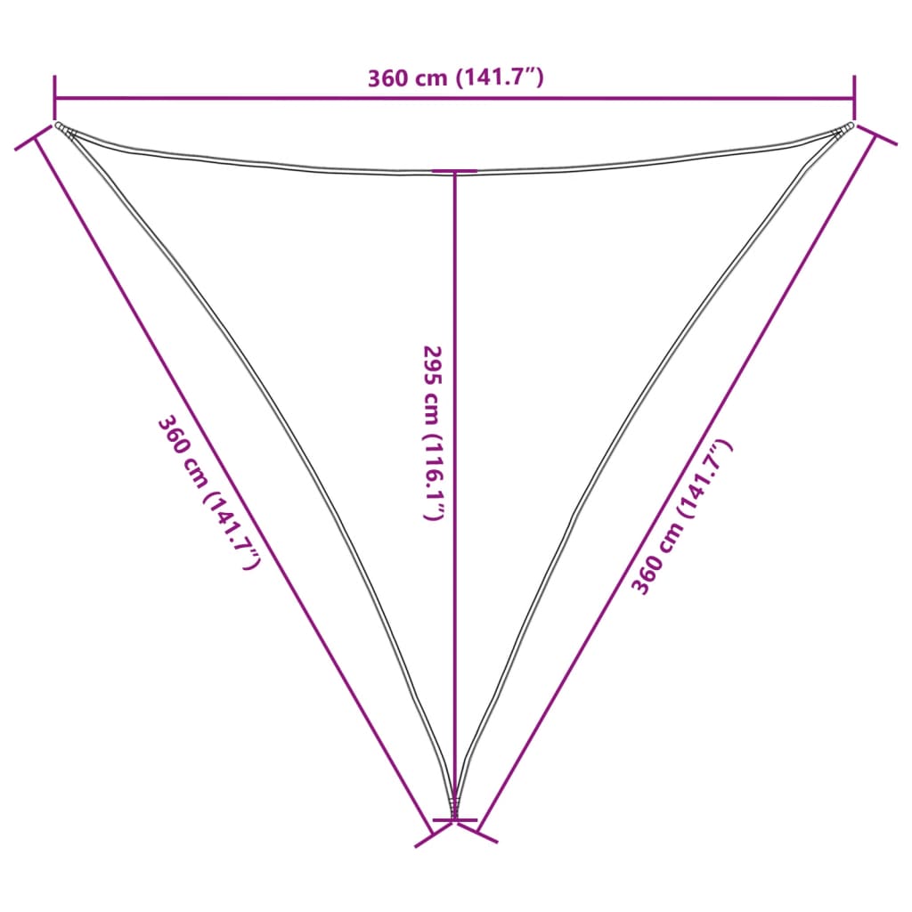 Parasole a Vela Oxford Triangolare 3,6x3,6x3,6 m Beige