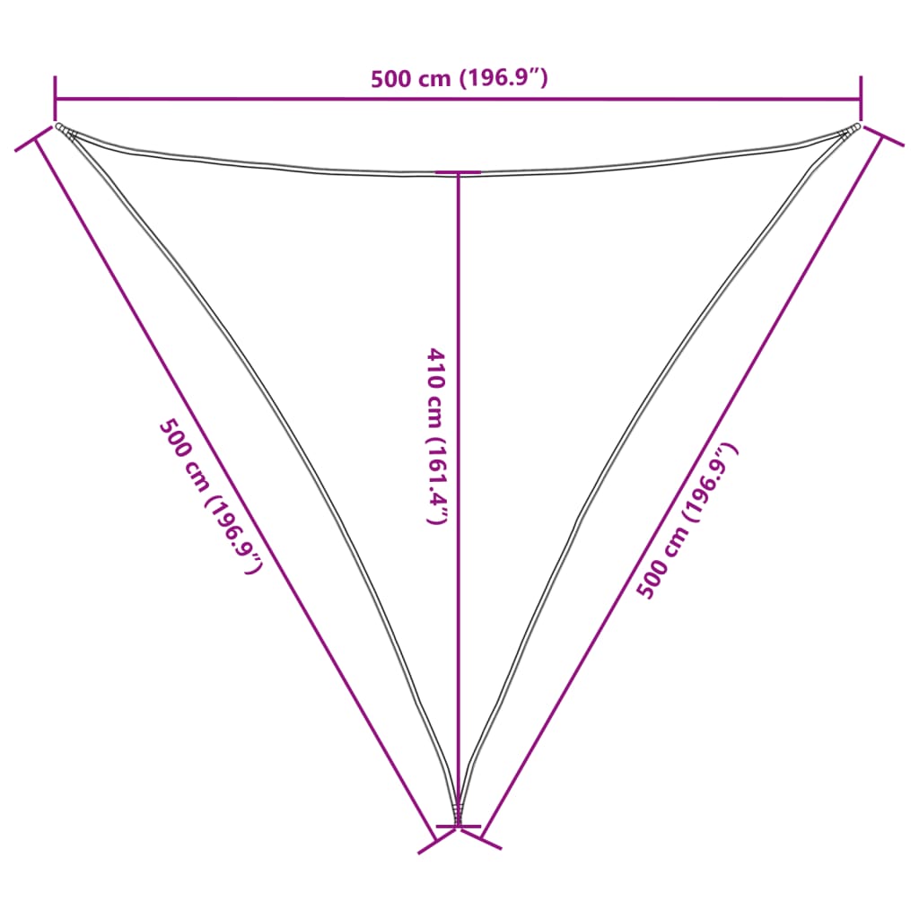 Parasole a Vela Oxford Triangolare 5x5x5 m Beige