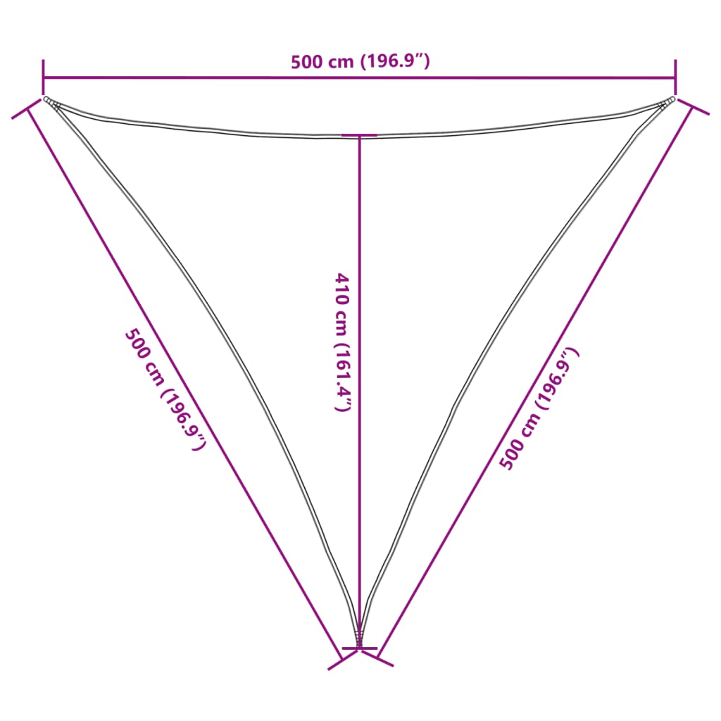 Parasole a Vela Oxford Triangolare 5x5x5 m Crema