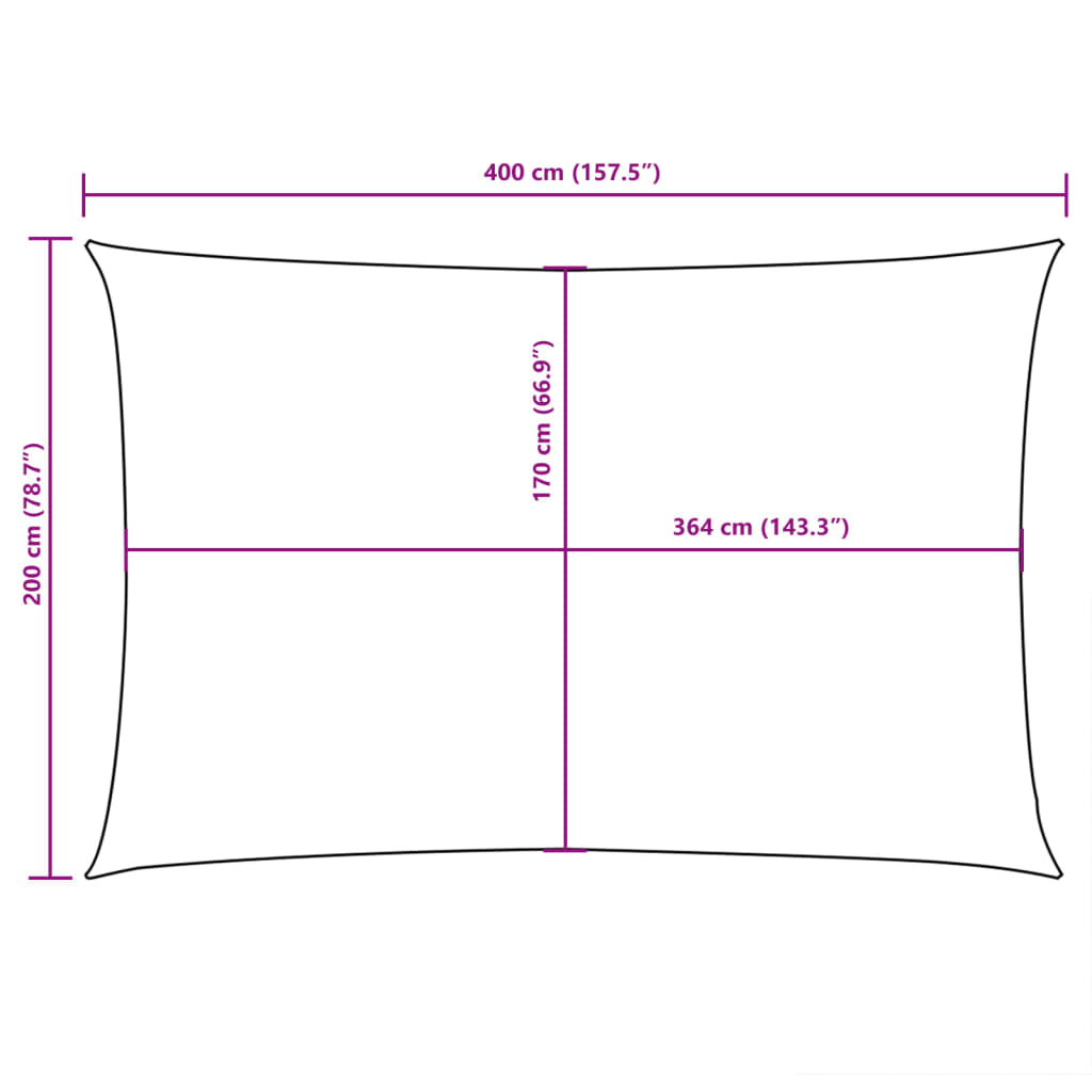 Parasole a Vela Oxford Rettangolare 2x4 m Antracite