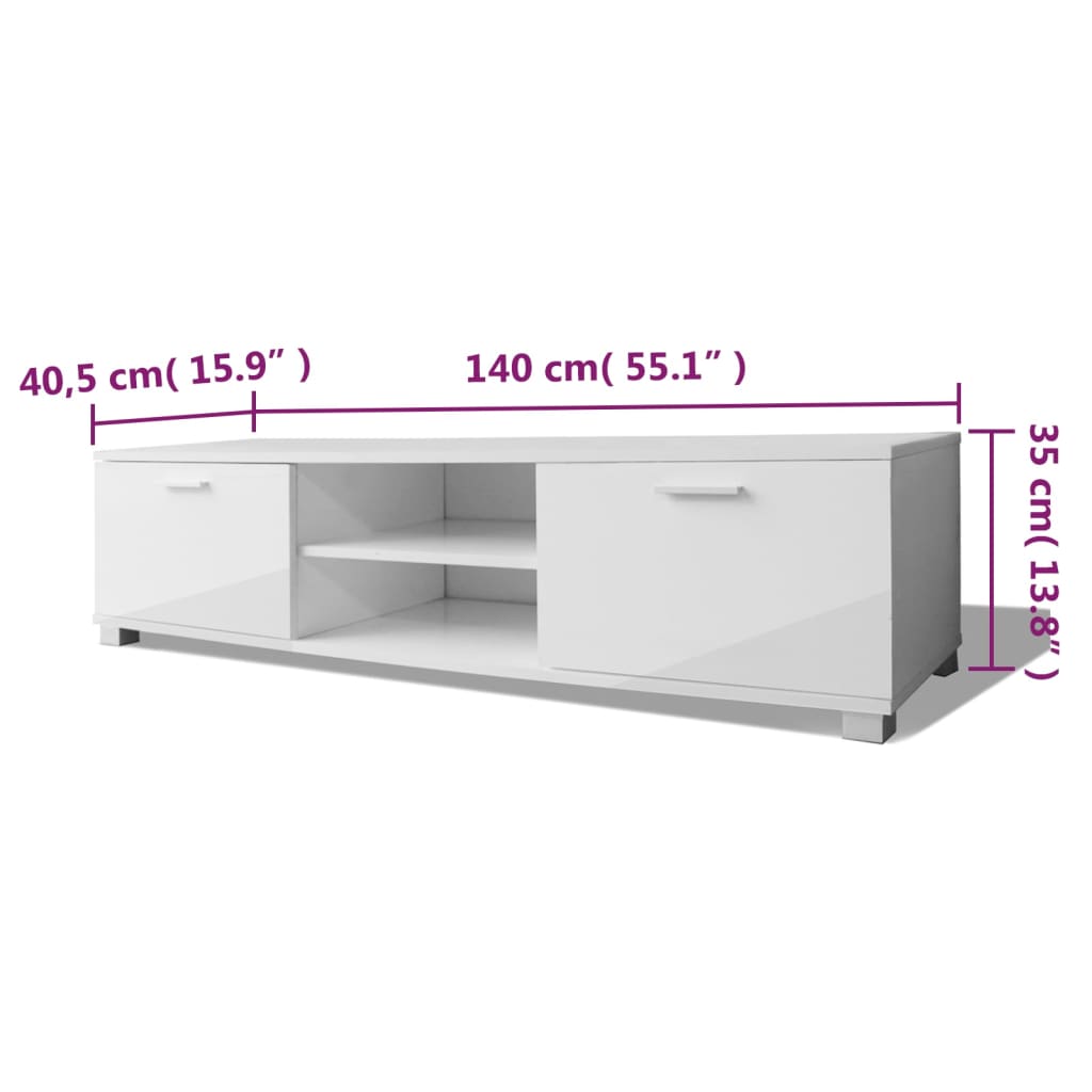 Mobile Porta TV Bianco Lucido 120x40,5x35 cm - homemem39