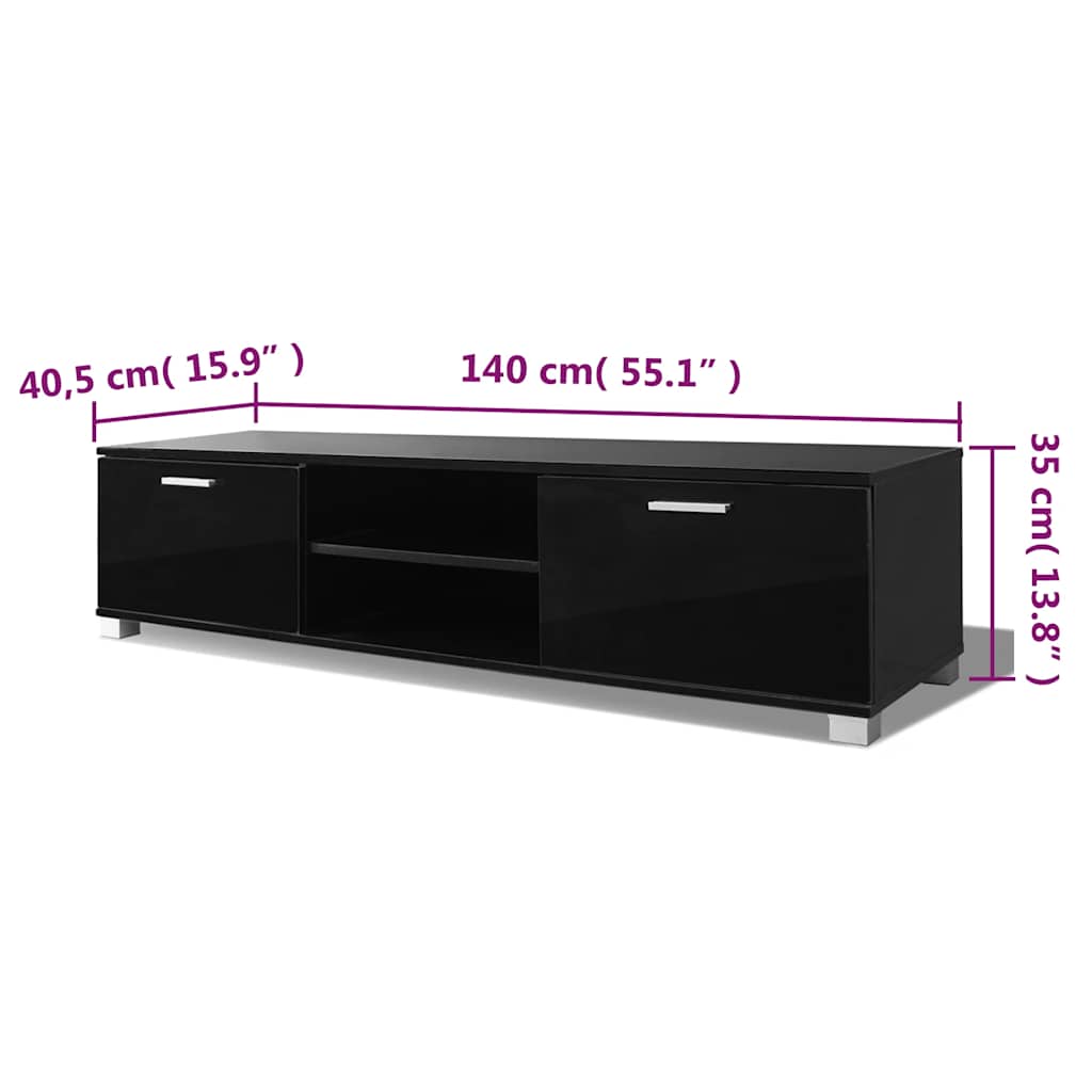 Mobile Porta TV Nero Lucido 140x40,5x35 cm | homemem39
