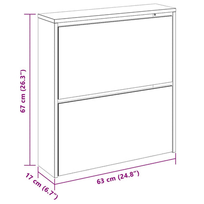Scarpiera con 2 Ripiani e Specchio Colore Rovere 63x17x67 cm