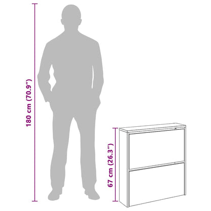 Scarpiera con 2 Ripiani e Specchio Bianco 63x17x67 cm