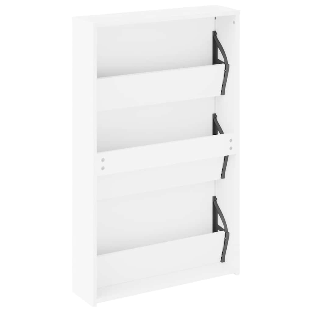 Scarpiera con 3 Ripiani e Specchio Bianco 63x17x102,5 cm