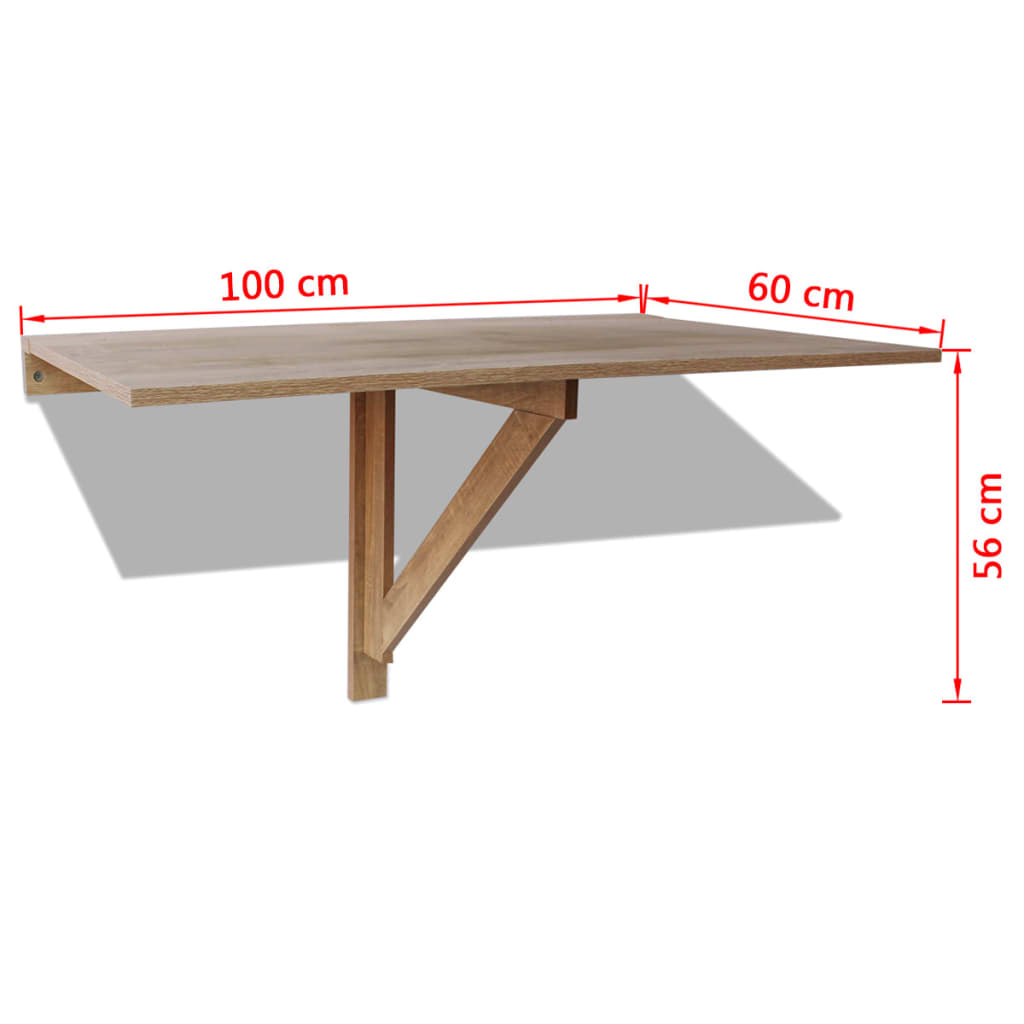 Tavolo Pieghevole da Parete Colore Rovere 100x60 cm