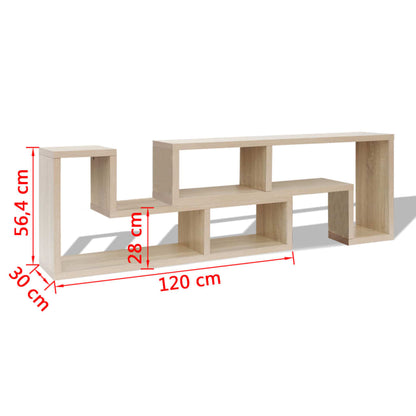 Double L-shaped TV stand in oak colour