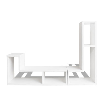 White Double L-Shaped TV Stand