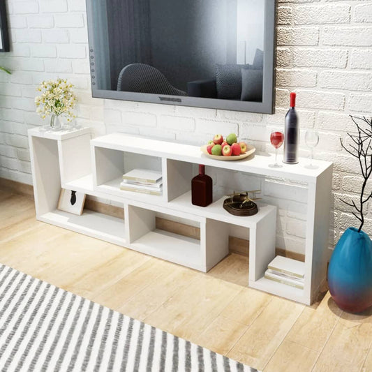 White Double L-Shaped TV Stand