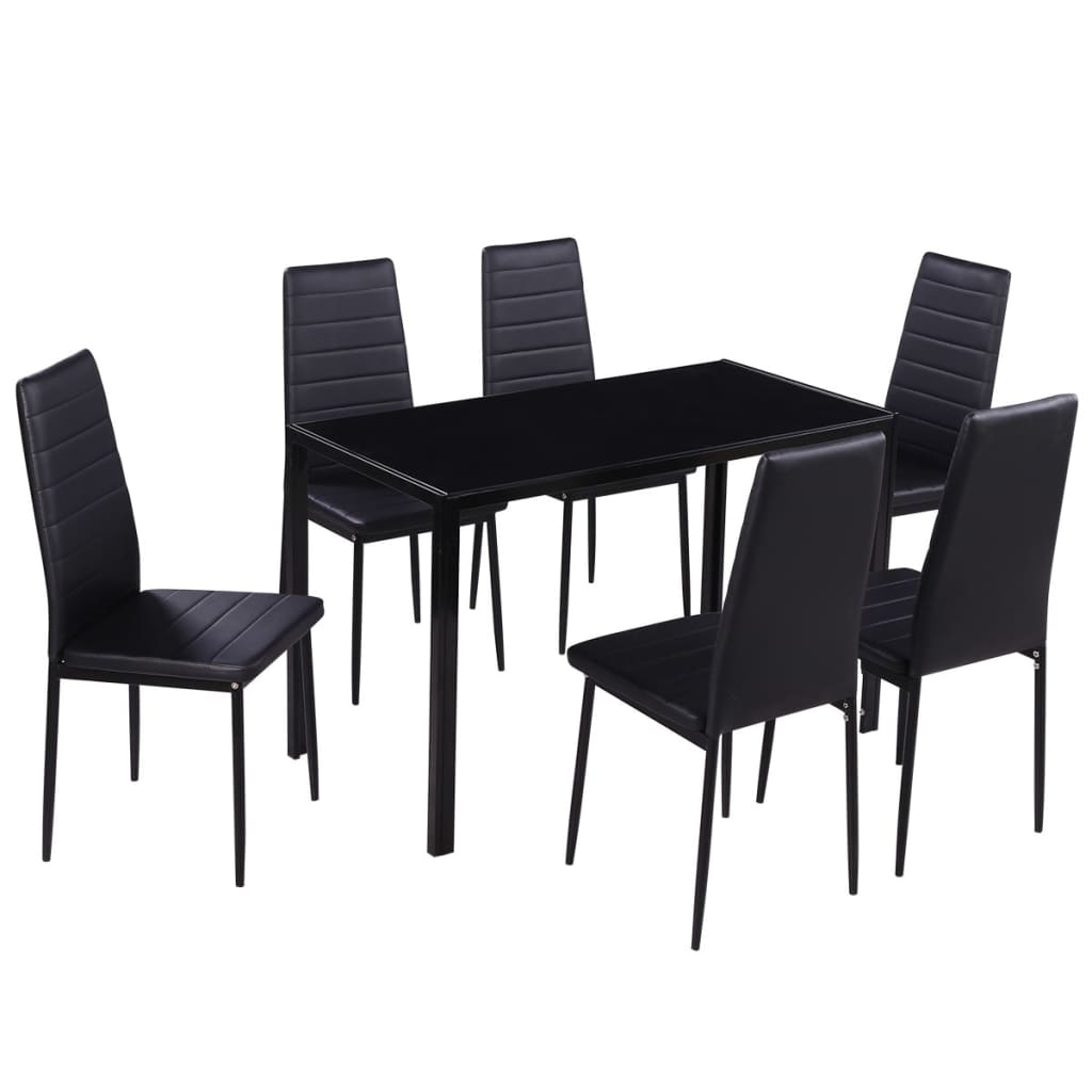 Set Tavolo da Pranzo 7 pz Nero - homemem39