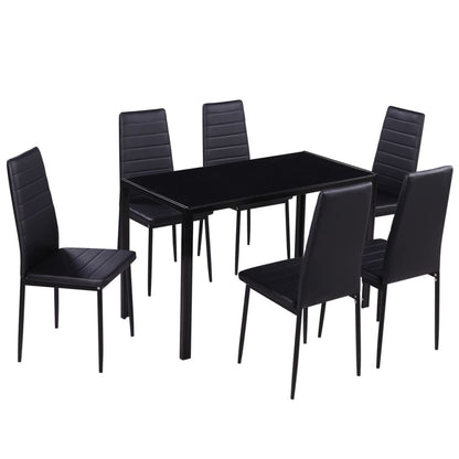 Set Tavolo da Pranzo 7 pz Nero - homemem39