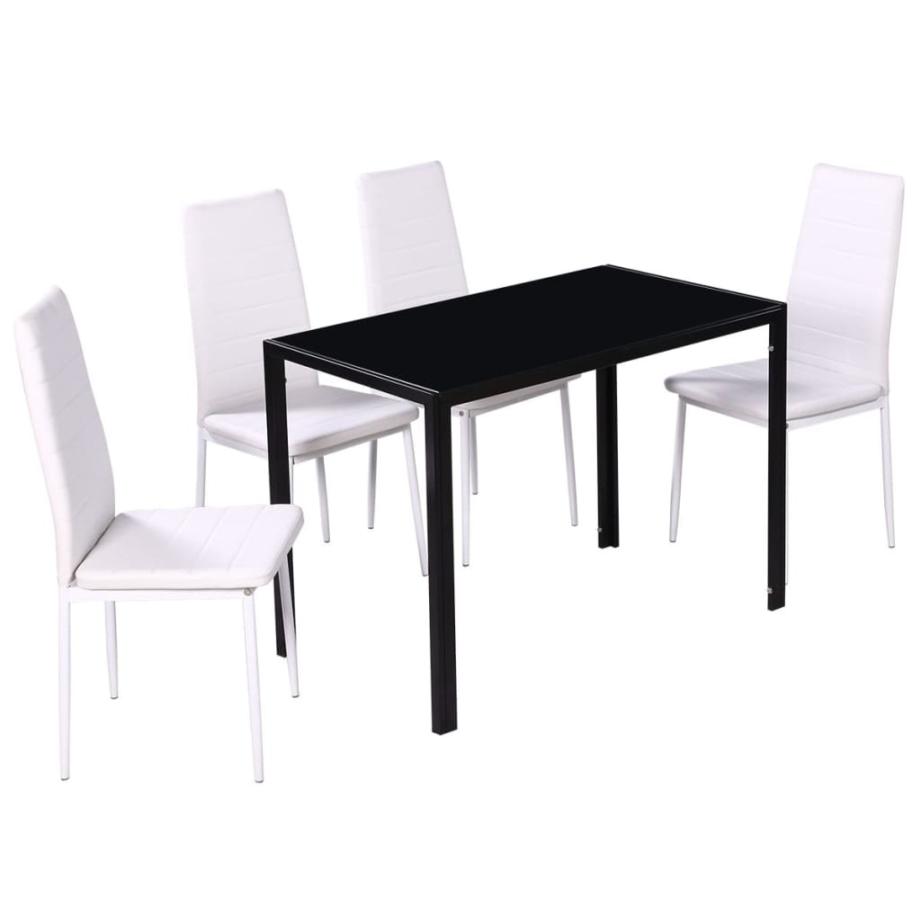 Set Tavolo da Pranzo 5 pz Nero e Bianco - homemem39