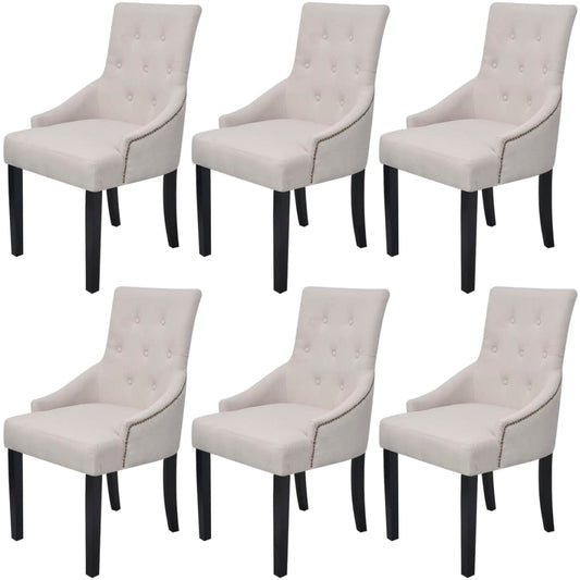 Dining Chairs 6 pcs Cream Gray Fabric