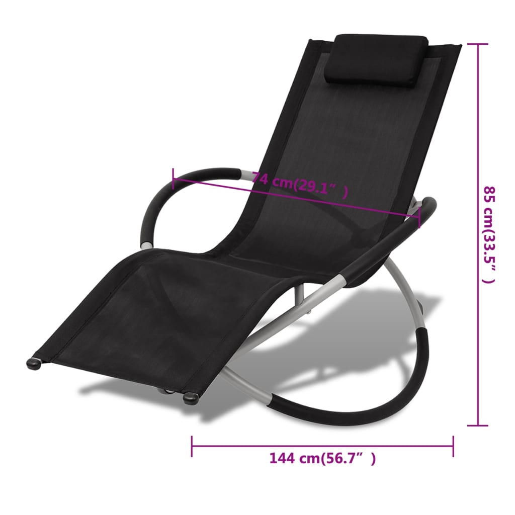 Lettino Prendisole Geometrico in Acciaio Nero e Grigio | homemem39