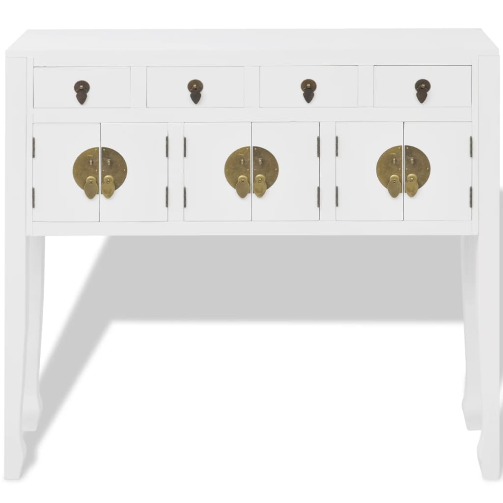 Credenza in Stile Cinese in Legno Massello Bianca - homemem39