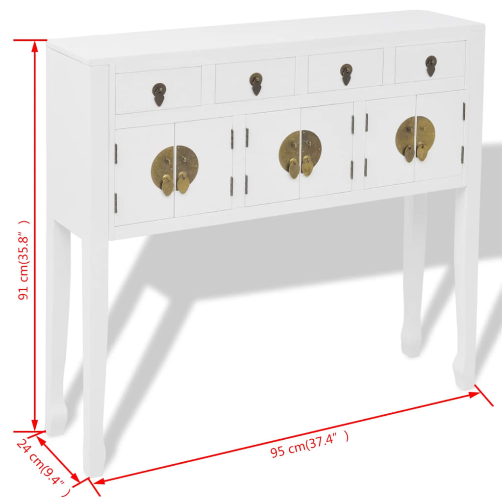 Credenza in Stile Cinese in Legno Massello Bianca - homemem39