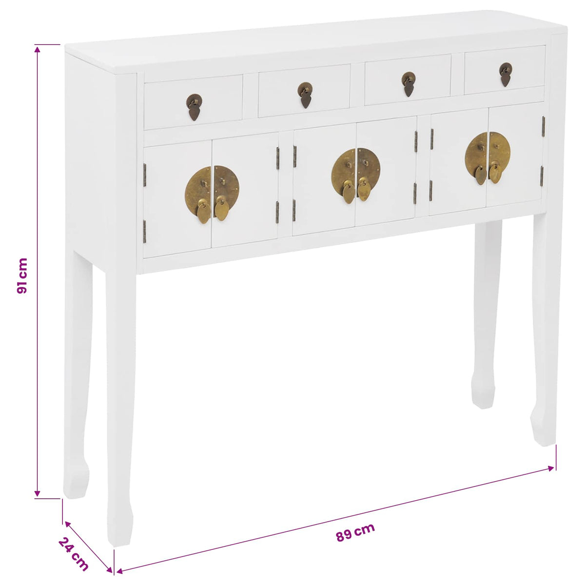 Credenza in Stile Cinese in Legno Massello Bianca | homemem39