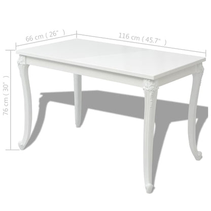 Tavolo da Pranzo 116x66x76 cm Bianco Lucido - homemem39