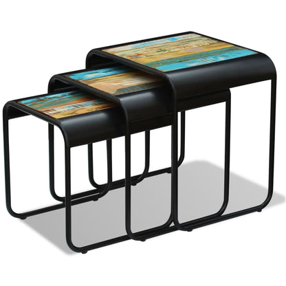 Tavolini ad Incastro 3 pz in Legno Massello Anticato - homemem39