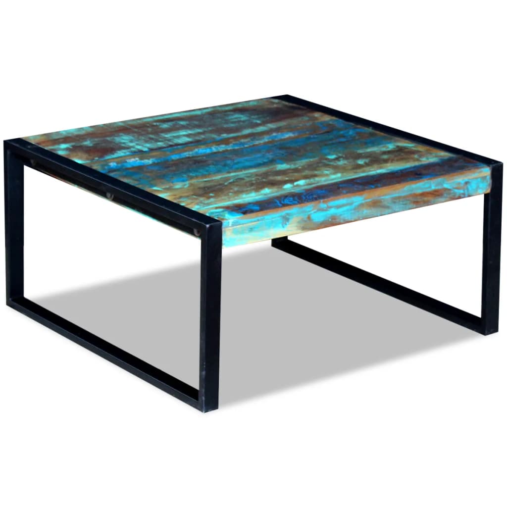 Tavolino da Salotto in Legno Massello Anticato 80x80x40 cm | homemem39
