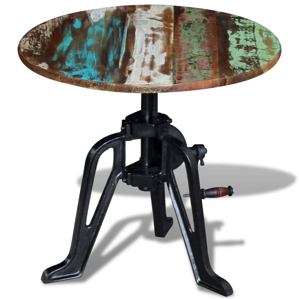 Tavolino in Legno Massello Anticato e Ghisa 60x(42-63) cm - homemem39