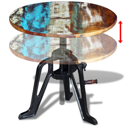 Tavolino in Legno Massello Anticato e Ghisa 60x(42-63) cm - homemem39