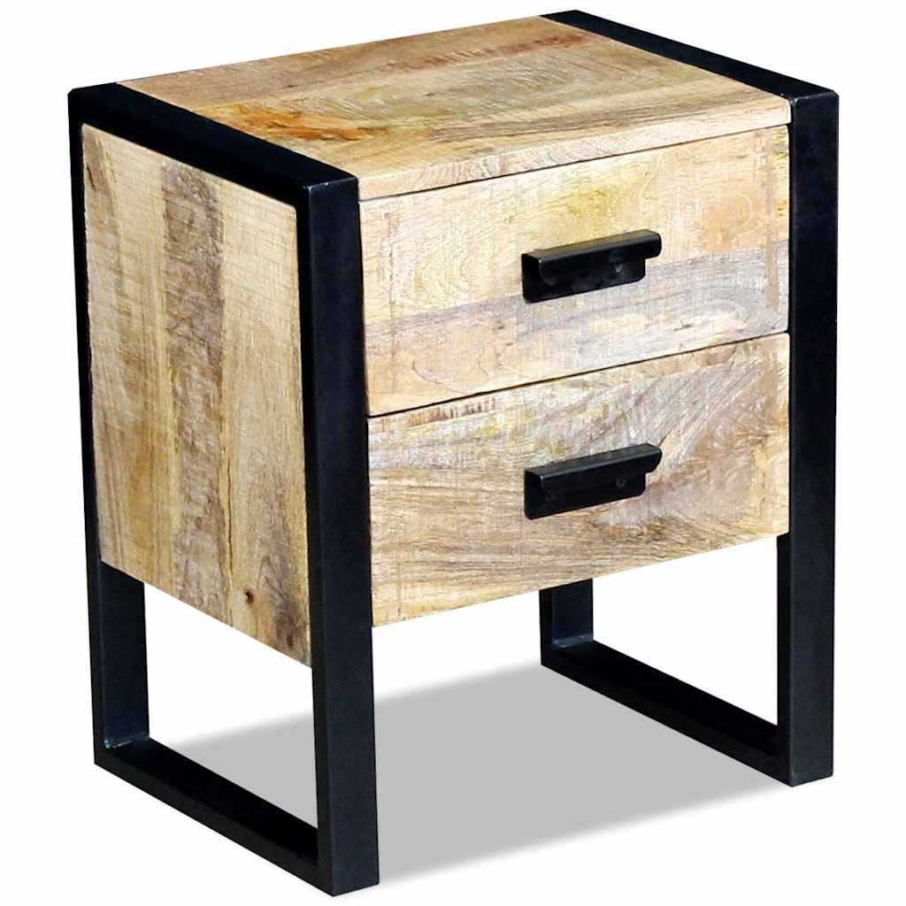Tavolino con 2 Cassetti in Legno Massello di Mango 43x33x51 cm | homemem39