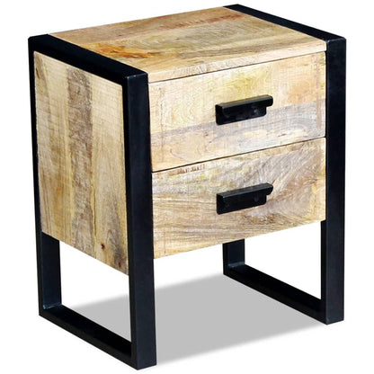 Tavolino con 2 Cassetti in Legno Massello di Mango 43x33x51 cm - homemem39
