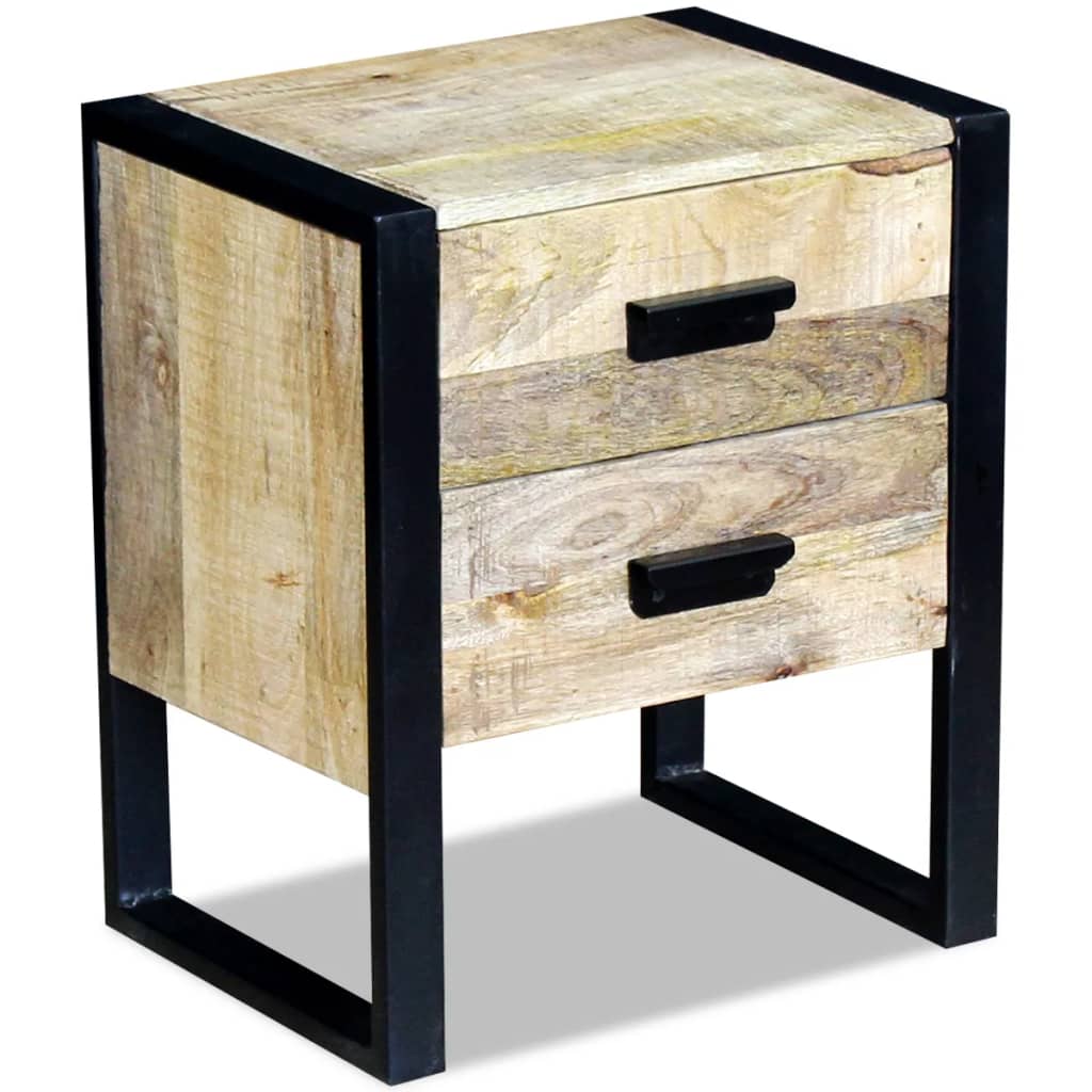 Tavolino con 2 Cassetti in Legno Massello di Mango 43x33x51 cm - homemem39