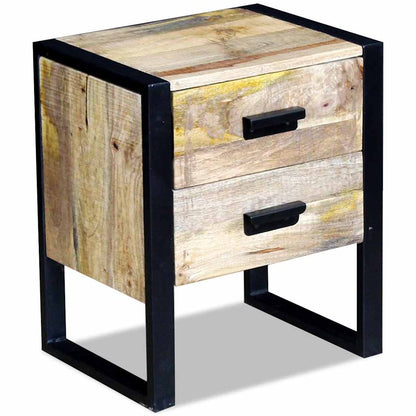 Tavolino con 2 Cassetti in Legno Massello di Mango 43x33x51 cm | homemem39