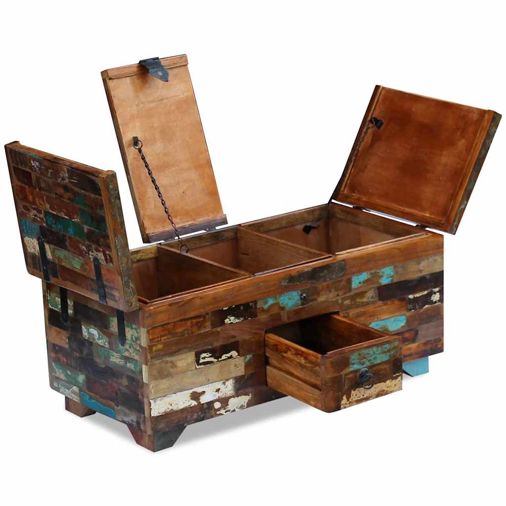 Tavolino da Caffè Baule Legno Massello di Recupero 80x40x35 cm | homemem39