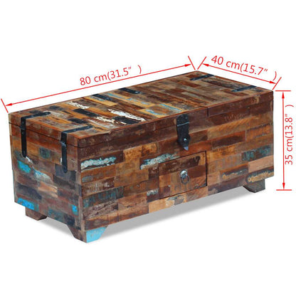 Tavolino da Caffè Baule Legno Massello di Recupero 80x40x35 cm | homemem39