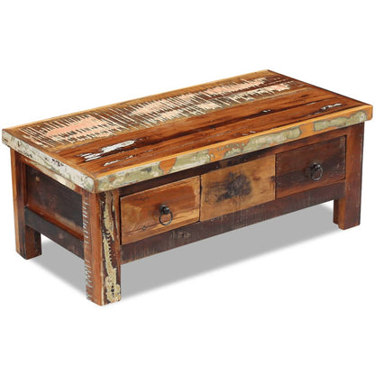 Tavolino da Caffè con Cassetti in Legno Recuperato 90x45x35 cm | homemem39