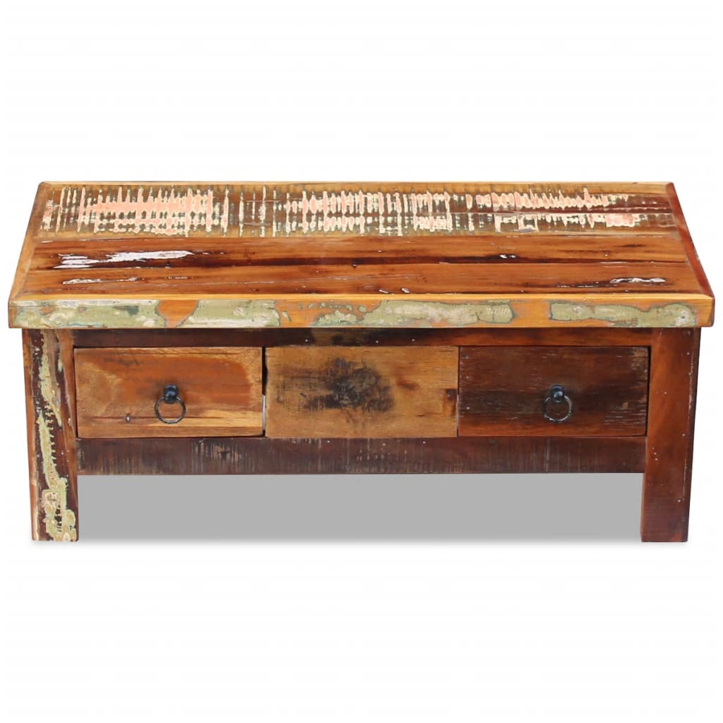 Tavolino da Caffè con Cassetti in Legno Recuperato 90x45x35 cm | homemem39