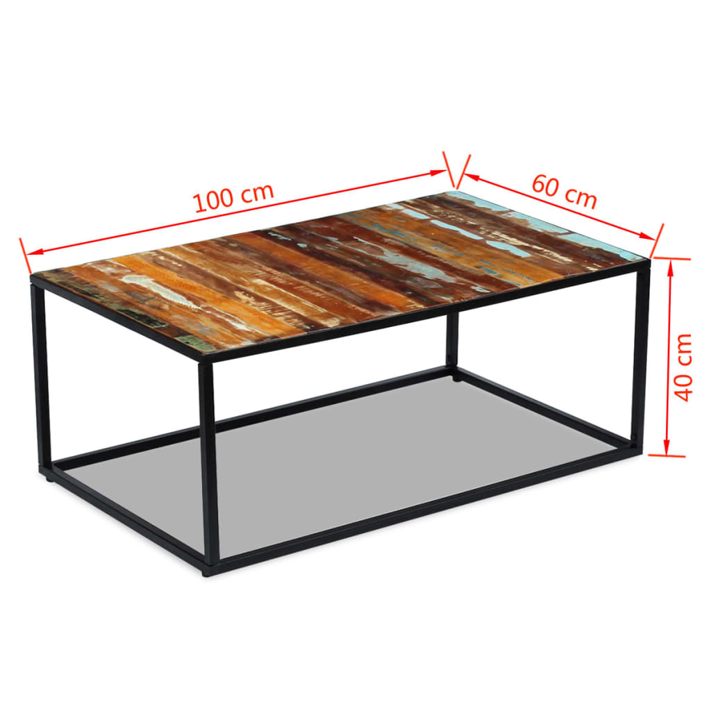 Tavolino da Salotto in Legno Massello di Recupero 100x60x40 cm | homemem39