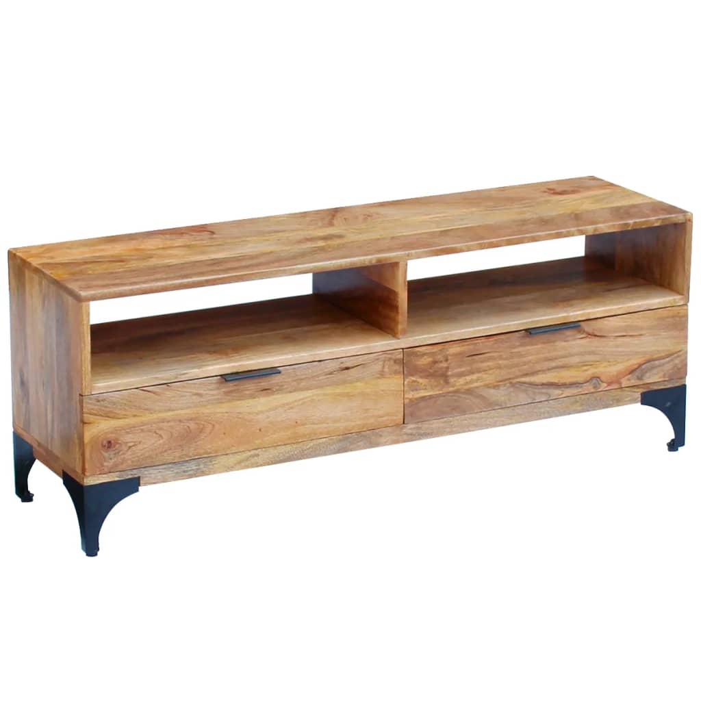 Supporto TV in Legno di Mango 120x35x45 cm - homemem39