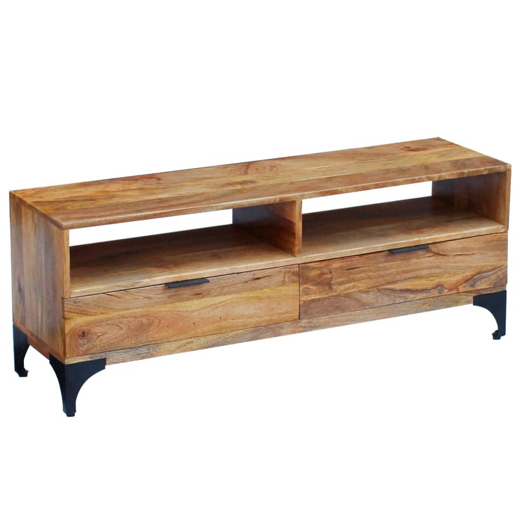 Supporto TV in Legno di Mango 120x35x45 cm - homemem39