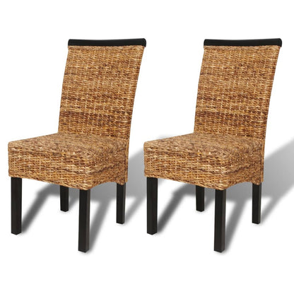 Sedie da Pranzo 2 pz in Abaca e Legno Massello di Mango | homemem39