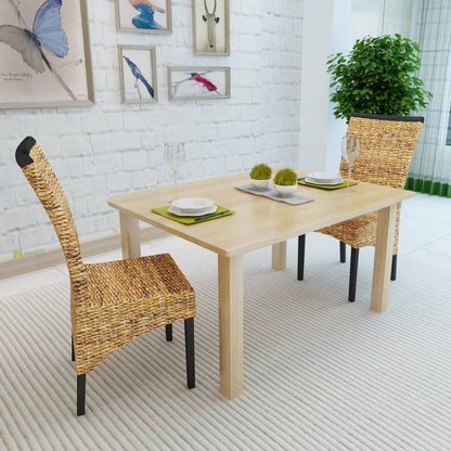 Sedie da Pranzo 2 pz in Abaca e Legno Massello di Mango | homemem39